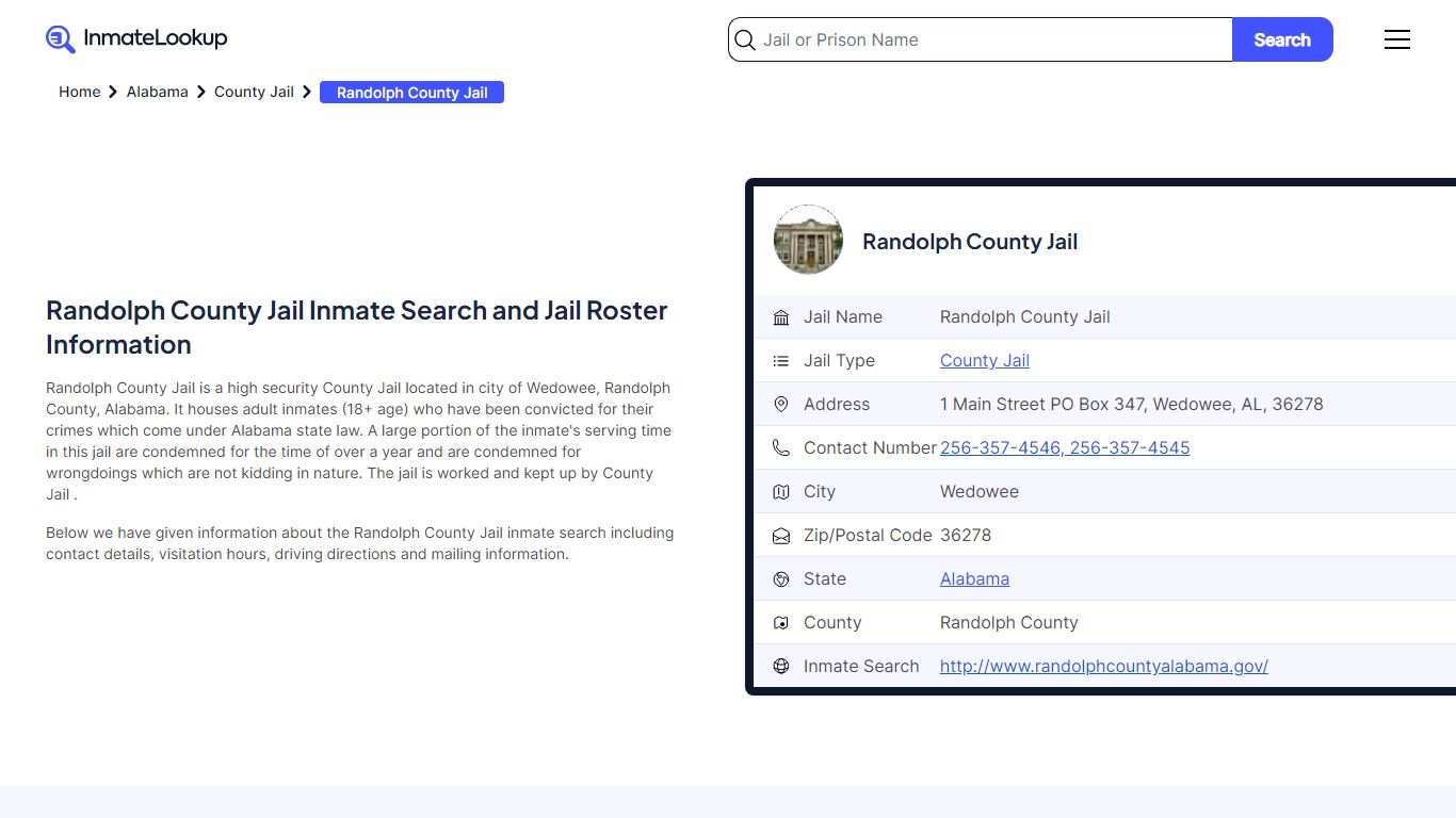 Randolph County Jail (AL) Inmate Search Alabama - Inmate Lookup